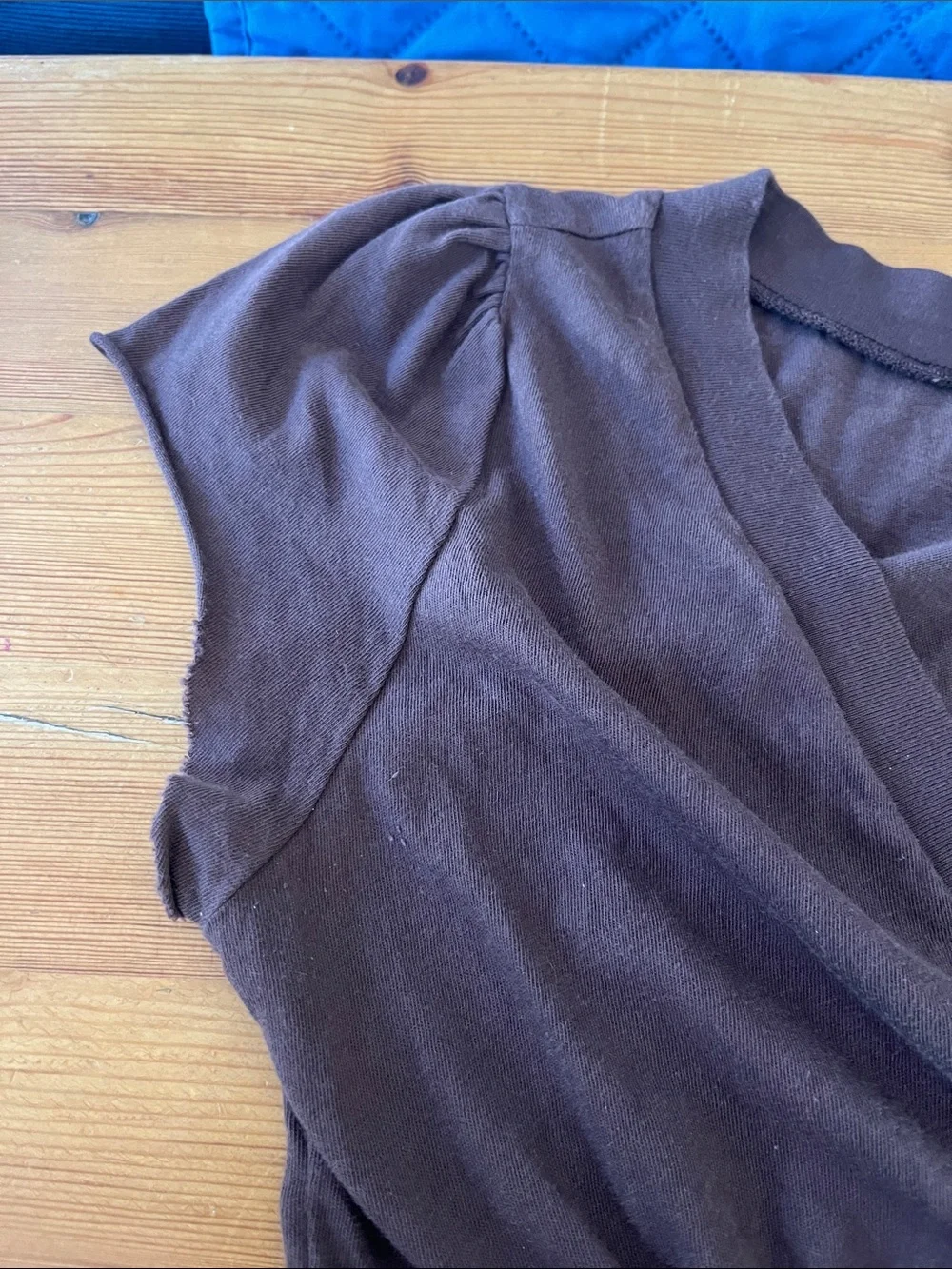 Great Condition Velvet Brown V-Neck Empire Waist Tunic, size Large